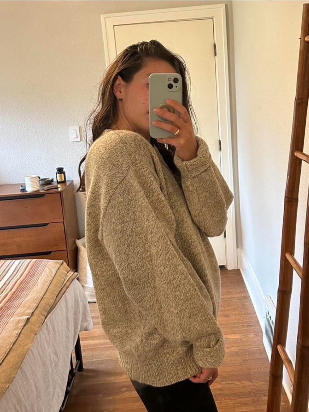 Tan beige oversized wool sweater